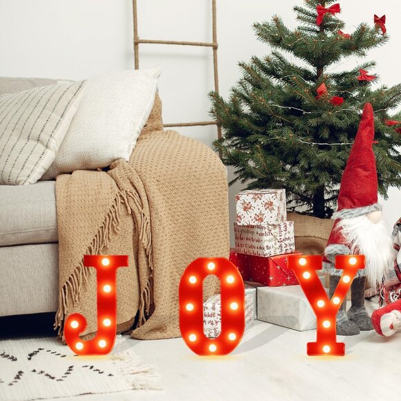Decorations Indoor Home Decor - 3 LED 8.5 Inches Marquee Light Up JOY Letters Li - Picture 2 of 7